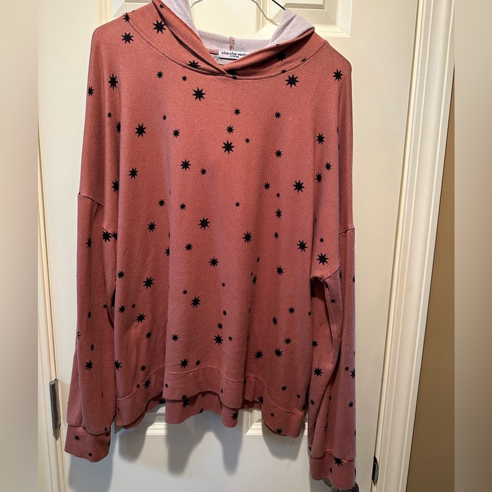 🌸 $3 bundled - Please READ CHA CHA VENTE XL Pink Star Pattern Hoodie